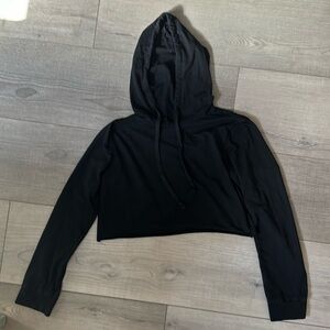DURASS black long sleeve cropped top with a hood, size Medium
